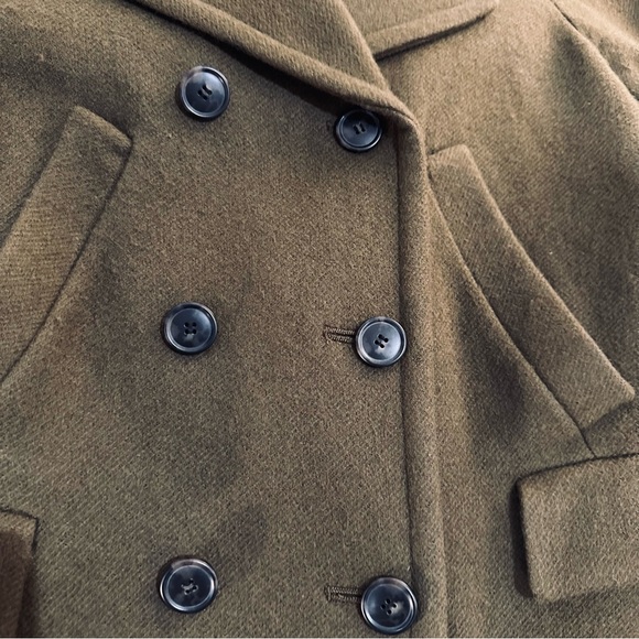 THEORY double breasted wool coat / army green / medium - Picture 4 of 9